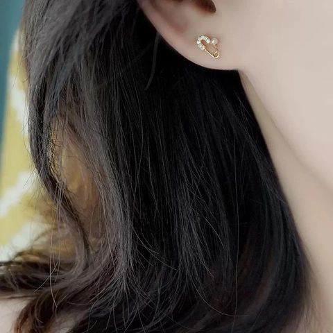 Pendientes De Botón Con Forma De Alfiler Con Poste De Plata 925 Perla Artificial Circón Cobre Bañado En Oro Joyas Para Mujer