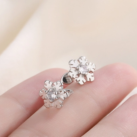 Elegante Clips De Oreja Copo De Nieve 925 Cobre Plateado Circón Sin Perforación Estilo Hada Joyería Para Mujeres