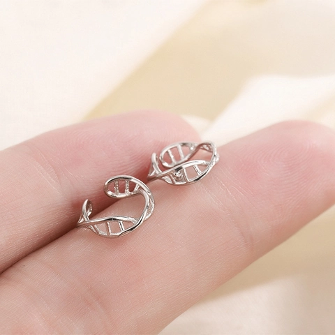 Pendientes De Clip ADN Doble Helice Cobre Geometricos Para Orejas Sin Perforar Joyeria Minimalista Mujer