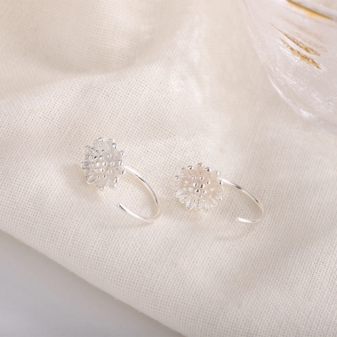 Pendientes De Gancho En Forma De C Flor Margarita Chapados En Plata Cobre Minimalista Estilo Coreano Joyas Elegantes Para Mujeres
