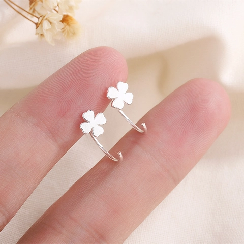 Pendientes De Gancho De Trébol De Cuatro Hojas Cobre Minimalista Elegante Joyería Para Mujeres