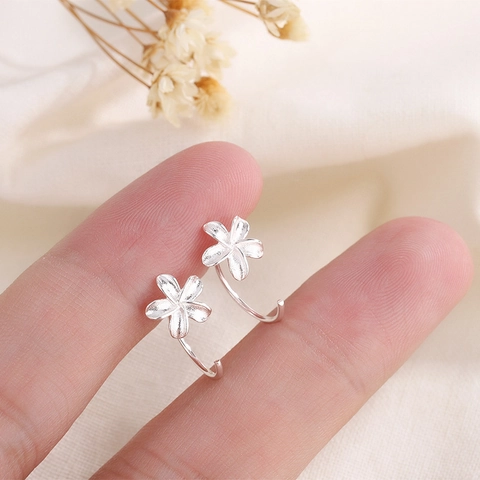 Plumeria Flower Drop Earrings Copper Metal Sweet Floral Petal Ear Hooks For Women Minimalist Elegant Daily Jewelry Gift