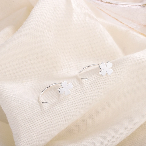 Pendientes De Gancho De Trébol De Cuatro Hojas Cobre Minimalista Elegante Joyería Para Mujeres