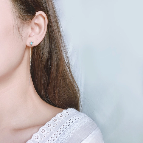 Maansteen Oordraad Oorbellen Koper Hoorn Duivel Kwastje Lange Ketting Drop Minimalistische Sieraden Voor Vrouwen