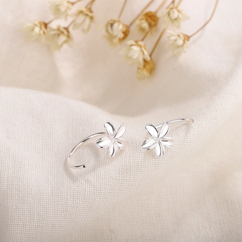 Plumeria Flower Drop Earrings Copper Metal Sweet Floral Petal Ear Hooks For Women Minimalist Elegant Daily Jewelry Gift