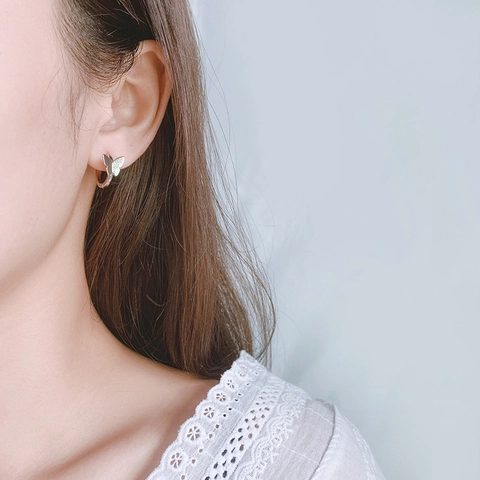 Butterfly Hoop Earrings Copper Electroplated Frosted Matte Texture Korean Style Sweet Simple Accessories For Women