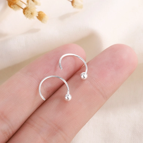 Minimalistische Koperen C-Vormige Oorbellen Met Gepolijste Gladde Ronde Kraal Geometrische Oorhaken Voor Dames Niche Design