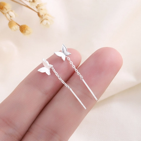 Pendientes De Hilo De Mariposa Cobre Pulido Geométrico Delicado Cadena Larga Joyería Para Mujeres