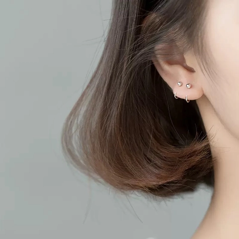Minimalistische Koperen C-Vormige Oorbellen Met Gepolijste Gladde Ronde Kraal Geometrische Oorhaken Voor Dames Niche Design