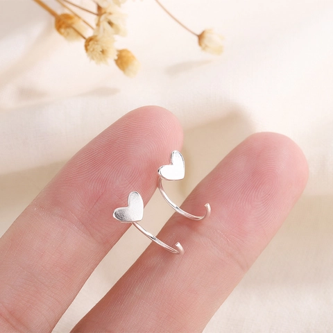 Heart Shaped Hoop Earrings With 925 Sterling Silver Earring Post Copper Plated Minimalist Elegant Jewelry For Women
