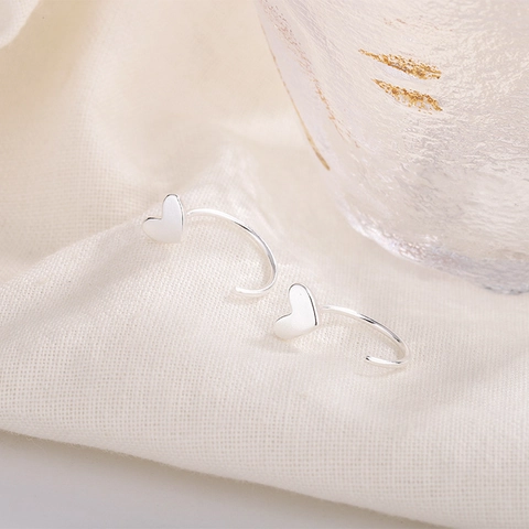 Heart Shaped Hoop Earrings With 925 Sterling Silver Earring Post Copper Plated Minimalist Elegant Jewelry For Women