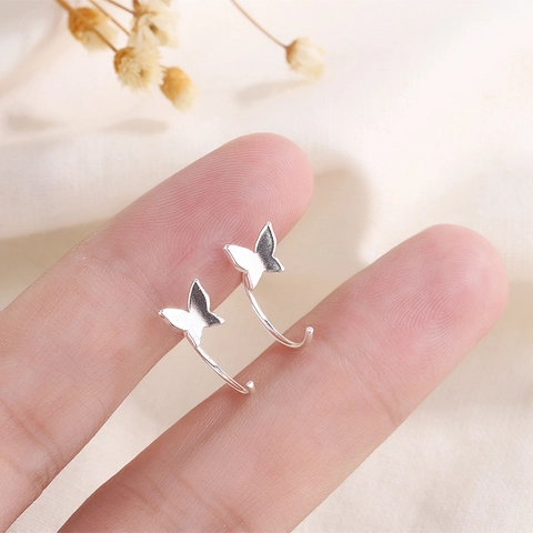 Butterfly Ear Hook Earrings Copper Silver Plated Simple Elegant Fashion Jewelry For Women