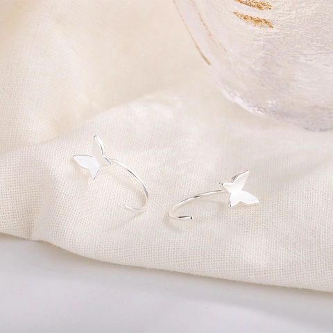 Butterfly Ear Hook Earrings Copper Silver Plated Simple Elegant Fashion Jewelry For Women