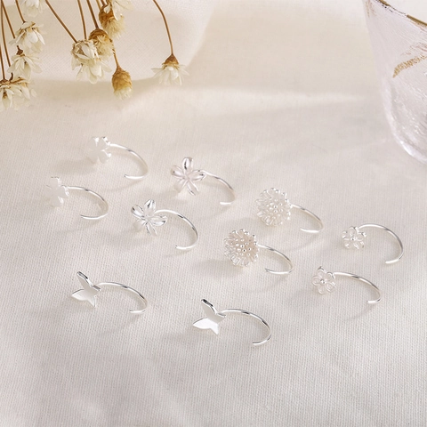 Orecchini Minimalisti In Rame Placcato Argento Per Donne Con Stella Luna Cuore Fiore Farfalla Gancio A C Geometrico
