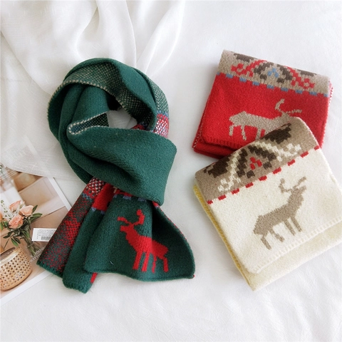 Sciarpa In Maglia Invernale Calda Natale Motivo Renna Fiocco Di Neve Morbido Mohair Tipo Pashmina Scialle Donne