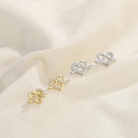Herz Ohrstecker Kupfer Mit Zirkonia Geknotetes Design Minimalistisch Romantisch Schmuck Für Frauen Geschenk
