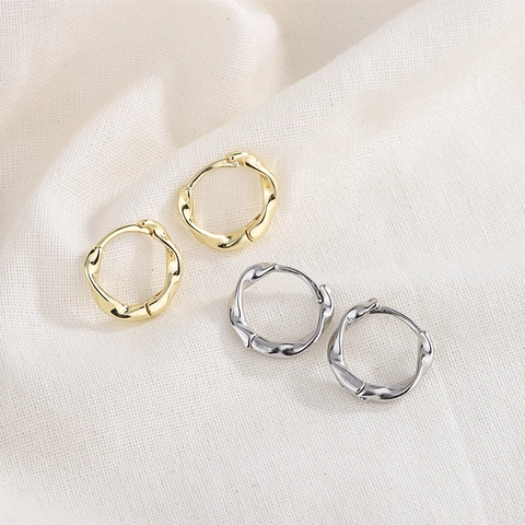 Twisted Wave Hoop Earrings Minimalist Metal Texture Jewelry Vintage Style For Women With 925 Sterling Silver Earring Post
