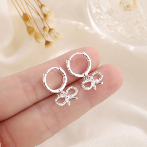Schleifen Creolen Hohl Zierlich Minimalistisch Elegant Schmuck Damen
