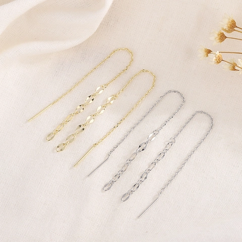 Pendientes De Hilo Cobre Borla Larga Geométricos Gota De Agua Joyería Elegante Mujer Con Poste Pendiente Plata