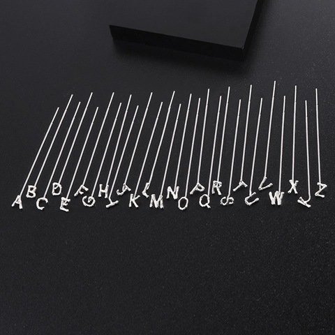 Minimalist Alphabet Initial Ear Threader Earrings Copper Bark Texture Long Chain Jewelry For Women