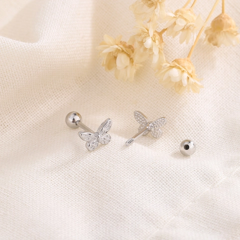 Pendientes De Mariposa Cobre Plateado Cierre De Rosca Minimalista Joyería Dulce Para Mujer