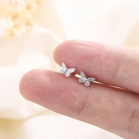 Pendientes De Mariposa Cobre Plateado Cierre De Rosca Minimalista Joyería Dulce Para Mujer