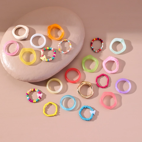 Bunte Schmetterling Ringe Harz Acryl Glasperlen Handgefertigt Y2K Dopamin Stil Schmuck Für Frauen Mädchen