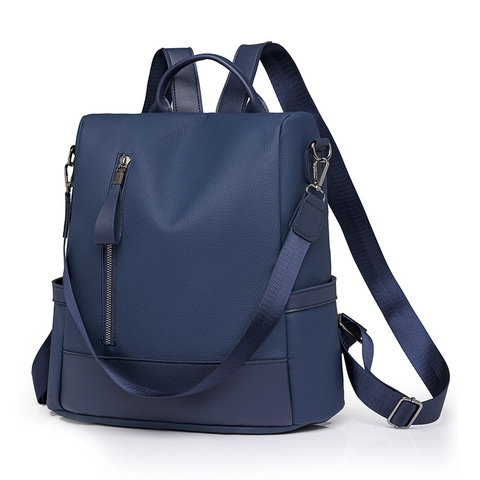 Women PU Leather Fashion Backpack Litchi Texture Anti-Theft Travel Bag Large Capacity Multi-Way Shoulder Bag Commute School