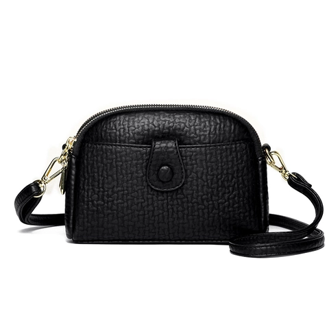 Women Crossbody Bag Litchi Textured PU Leather Multi Compartment Zipper Shoulder Bag Korean Style Elegant Fashion Handbag