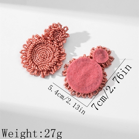 Bohemian Handmade Seed Bead Drop Earrings Round Woven Ethnic Statement Earrings For Women Fashion Jewelry Beach Vacation Gift