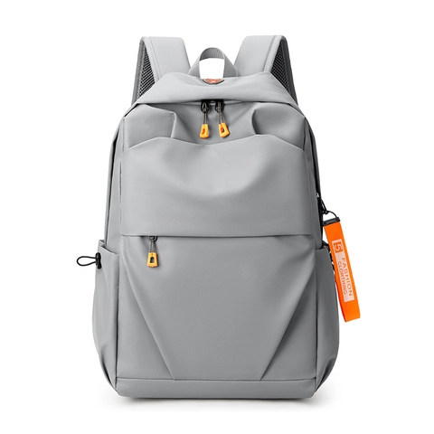 Men Business Casual Backpack Waterproof Nylon Laptop Bag With USB Charging Port Lightweight Travel Daypack Solid Color