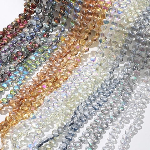 Hartvormige Glazen Kralen Iriserende AB Coating DIY Sieraden Voor Armband Ketting Handgemaakte Knutselspullen