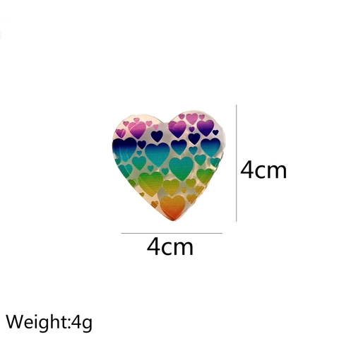 Heart Shaped Acrylic Beads For DIY Jewelry Making Accessories Handcrafted Earrings Charms Rainbow Printed Pattern Cute