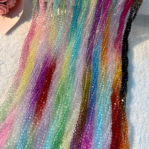 Facettierte Rondelle Glas Kristall Perlen Farbverlauf Bunt Poliert Spacer Für DIY Schmuckherstellung Armband Halskette