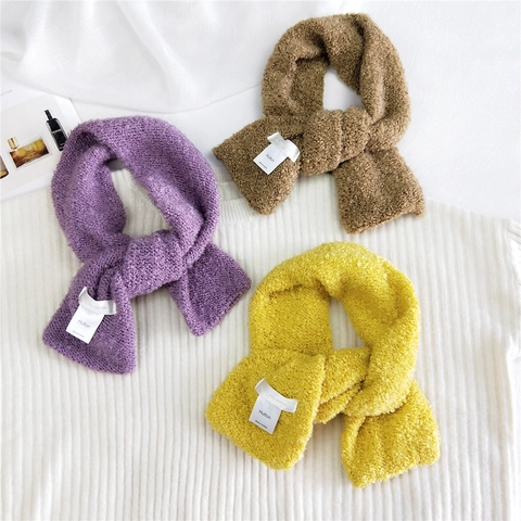 Scaldacollo Donna in Morbido Pile Teddy Sciarpa Calda Peluche Riccio Tinta Unita Double Face Stile Coreano Accessori Inverno