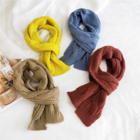 Bufanda de Punto de Torsade Cálida de Invierno para Mujer Color Sólido Gruesa Suave Moda Larga Calentador de Cuello para Uso Diario