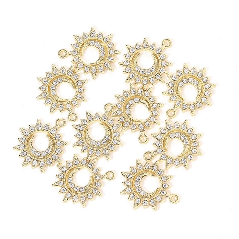 Dijes Colgantes Sol Luna Aleación Diamante Imitación Brillante Para Hacer Joyas Pendientes Collar Accesorios Estilo Simple