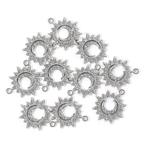 Dijes Colgantes Sol Luna Aleación Diamante Imitación Brillante Para Hacer Joyas Pendientes Collar Accesorios Estilo Simple