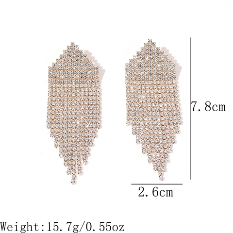 Boucles D'oreilles À Longues Franges En Alliage De Strass De Luxe Vintage Bijoux Étincelants Pour Femmes