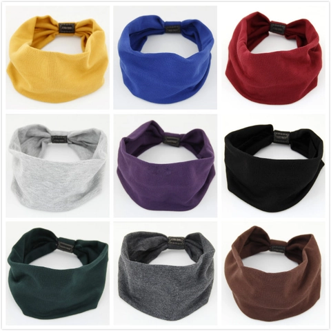 Women's Knitted Cotton Elastic Hair Band Solid Color Yoga Sports Wide Headband Soft Breathable Hair Accessory Makeup Head Wrap