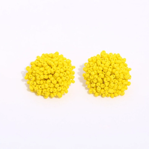 Handmade Bohemian Glass Seed Bead Stud Earrings For Women Colorful Cluster Sphere Ear Jewelry Fashion Accessories Gift