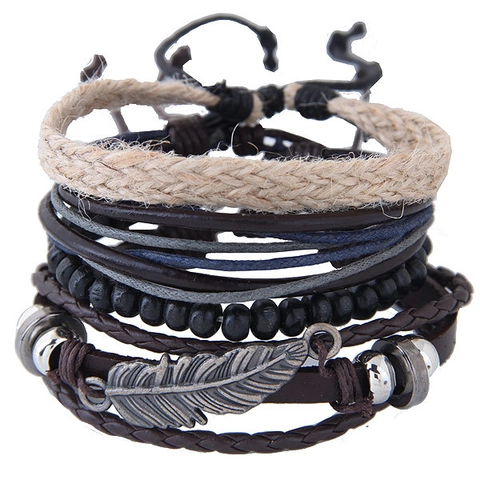 Bracciali In Pelle Intrecciata Bohémien Vintage Per Uomini Donne Fatti A Mano Etnici Impilabili Bracciale Ciondolo Ala