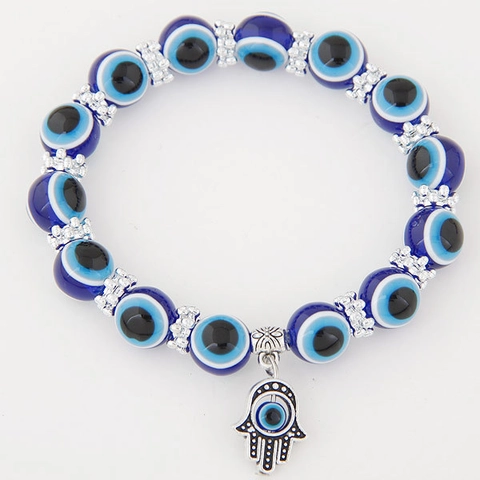 Etnische Boze Oog Hand van Fatima Kralen Armband Voor Dames Heren Retro Magnetisch Materiaal Legering Hars Bescherming Amulet Paar Sieraden