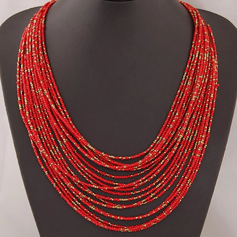 Collier Multi Rangs En Perles Bohème Alliage Vintage Cascade Style Ethnique Pour Femme