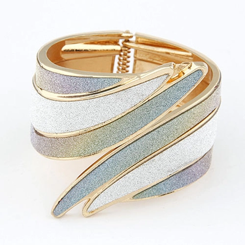 Bracelet Jonc Large Ailes Dange Alliage Paillettes Charniere Ailes Superposees Style Punk Rock Bijoux Pour Femmes