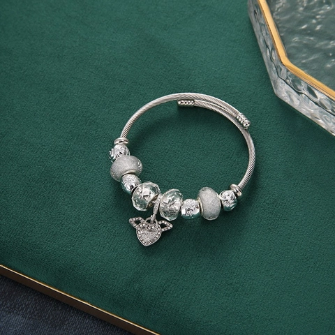 Bracciale Con Ciondoli In Lega Tonalità Argento Con Pendenti Mongolfiera Cuore Angelo Foglia Gioielli In Filo Intrecciato Regolabili