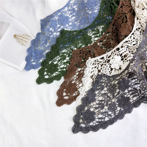 Vintage Gehäkelter Falscher Baumwollkragen Dekoratives Schultertuch Mit Künstliche Perlenschnalle Und Blumenmuster Für Damen Kleidung