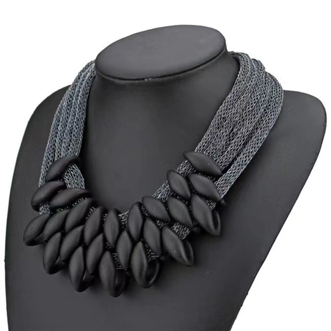Statement Necklace For Women Metallic Leaf Pendants Multi Layer Chunky Alloy Collar Bohemian Ethnic Style Jewelry