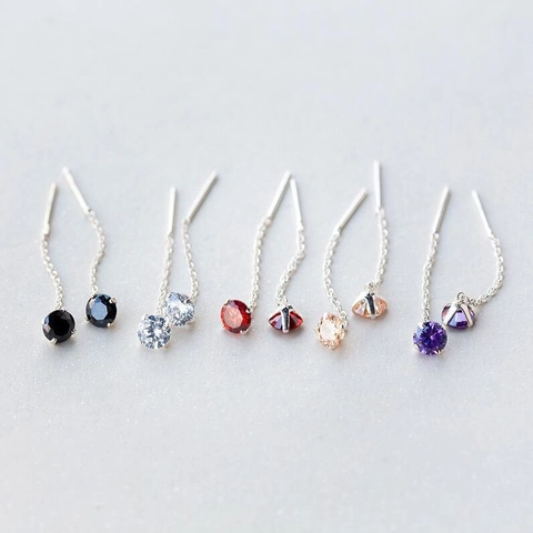 Runde Zirkonia Lange Quasten Durchzieher Ohrringe Mit Kupfer Ohrstecker Minimalistische Geometrische Hänger Für Damen