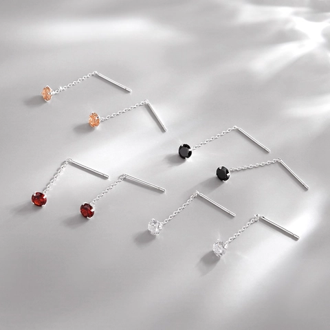 Runde Zirkonia Lange Quasten Durchzieher Ohrringe Mit Kupfer Ohrstecker Minimalistische Geometrische Hänger Für Damen